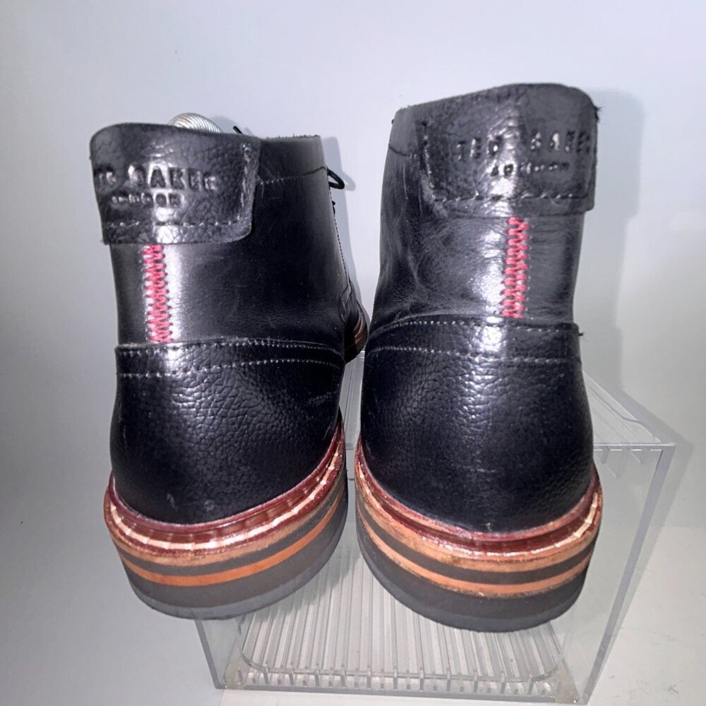 Ted Baker Crint Leather Chukka Boot Black Red Stitching Size EU45, US 12 - Picture 9 of 16